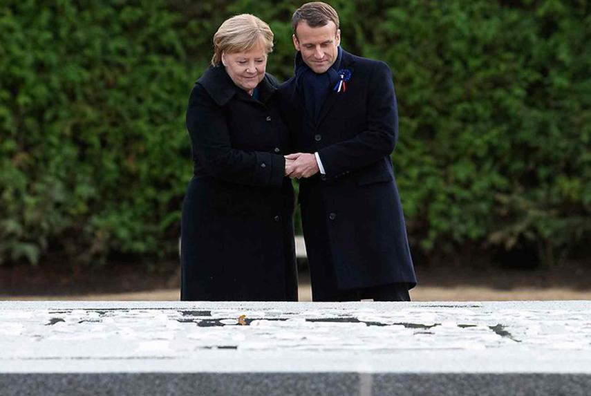 Merkel und Macron gedenken in Compiègne das Ende des Ersten Weltkriegs